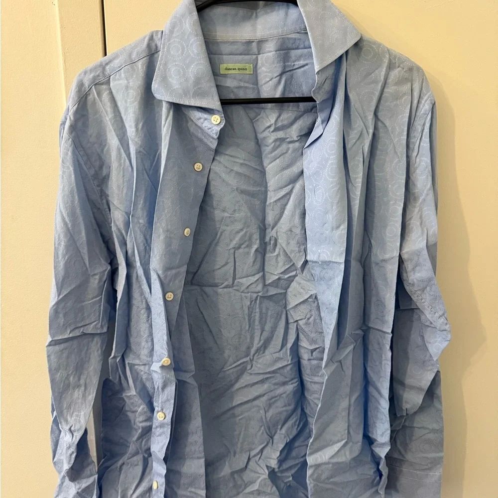 Classic Blue Dress Shirt with Long Sleeves